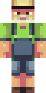 a farmer villager in a straw hat with a green apron