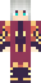 a fire mage in crimson robes with burning orange sleeves