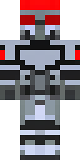 a chrome-armed enforcer in dark tactical gear with red optics