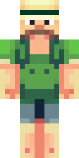 a farmer villager in a straw hat with a green apron