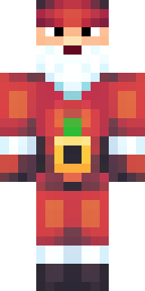 a jolly Santa in a red suit with a white beard and sack