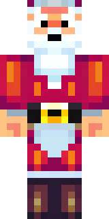 a jolly Santa in a red suit with a white beard and sack
