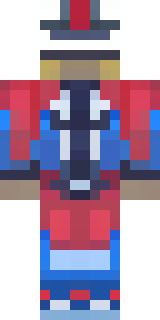 a masked hero in a sleek red and blue suit with a chest emblem