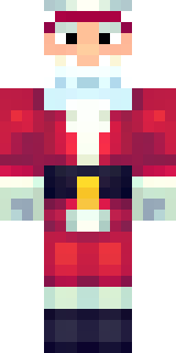 a jolly Santa in a red suit with a white beard and sack