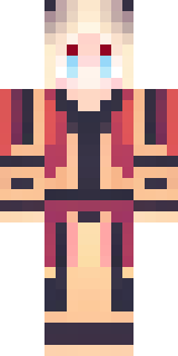 a fire mage in crimson robes with burning orange sleeves