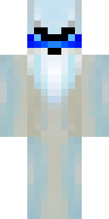 a snow fox spirit in white fur with blue markings