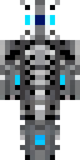 a chrome android with glowing blue eyes and exposed joints
