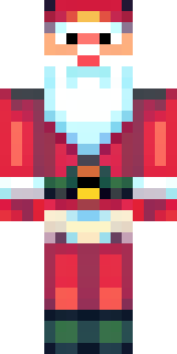 a jolly Santa in a red suit with a white beard and sack