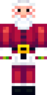 a jolly Santa in a red suit with a white beard and sack