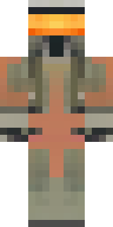 a battle-worn pilot in orange plating with scorch marks