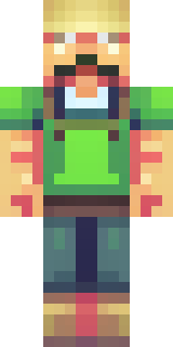 a farmer villager in a straw hat with a green apron