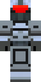a chrome-armed enforcer in dark tactical gear with red optics