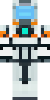 a mecha pilot in a white flight suit with a segmented helmet