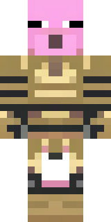 a piglin brute in gold armor with a snout and tusks