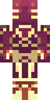 a nether hunter in crimson hide with glowing gold trim