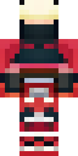 a samurai in red lacquered armor with a horned helmet