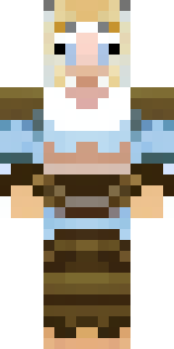 a frost viking in white furs and a horned helm