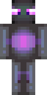 an enderman-inspired figure, tall and black with purple eyes