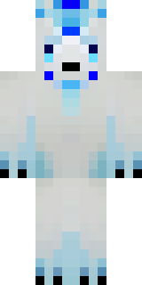 a snow fox spirit in white fur with blue markings