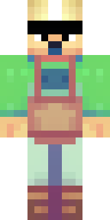 a farmer villager in a straw hat with a green apron