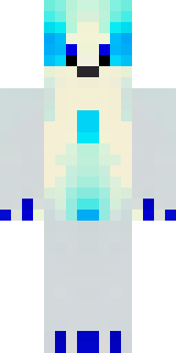 a snow fox spirit in white fur with blue markings