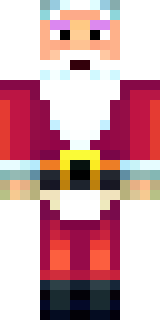 a jolly Santa in a red suit with a white beard and sack