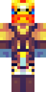 a golden pirate with an eyepatch and a parrot on the shoulder