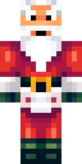 a jolly Santa in a red suit with a white beard and sack