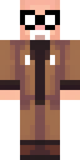 a friendly villager librarian in brown robes with glasses