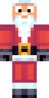 a jolly Santa in a red suit with a white beard and sack