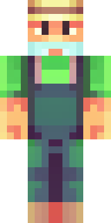 a farmer villager in a straw hat with a green apron