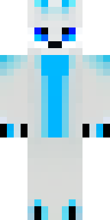 a snow fox spirit in white fur with blue markings