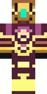 a nether hunter in crimson hide with glowing gold trim
