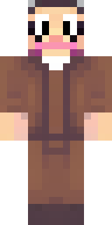 a friendly villager librarian in brown robes with glasses