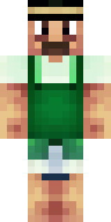 a farmer villager in a straw hat with a green apron