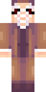 a friendly villager librarian in brown robes with glasses