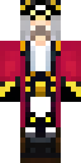 a pirate captain in a long red coat and tricorn hat