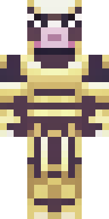 a piglin brute in gold armor with a snout and tusks