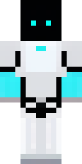 a sleek white service robot with a single cyan sensor