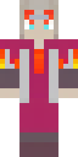 a fire mage in crimson robes with burning orange sleeves