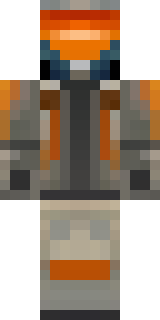 a battle-worn pilot in orange plating with scorch marks