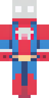 a masked hero in a sleek red and blue suit with a chest emblem