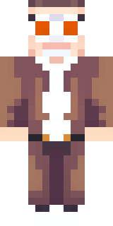 a friendly villager librarian in brown robes with glasses