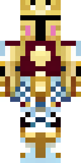 a royal paladin in gold-trimmed white armor with a red cape