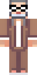 a friendly villager librarian in brown robes with glasses