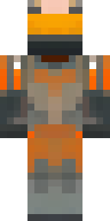 a battle-worn pilot in orange plating with scorch marks