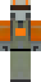a battle-worn pilot in orange plating with scorch marks