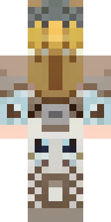 a frost viking in white furs and a horned helm