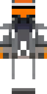 a battle-worn pilot in orange plating with scorch marks