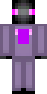 an enderman-inspired figure, tall and black with purple eyes